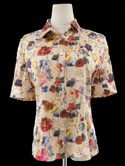 Excellent Dolce Gabbana Silk Floral Blouse Combined Color Women