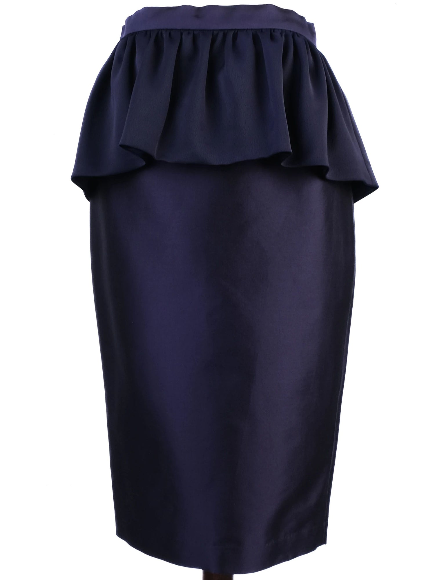 NEW By Malene Birger Navy Blue Wool Peplum Pencil Skirt Size S