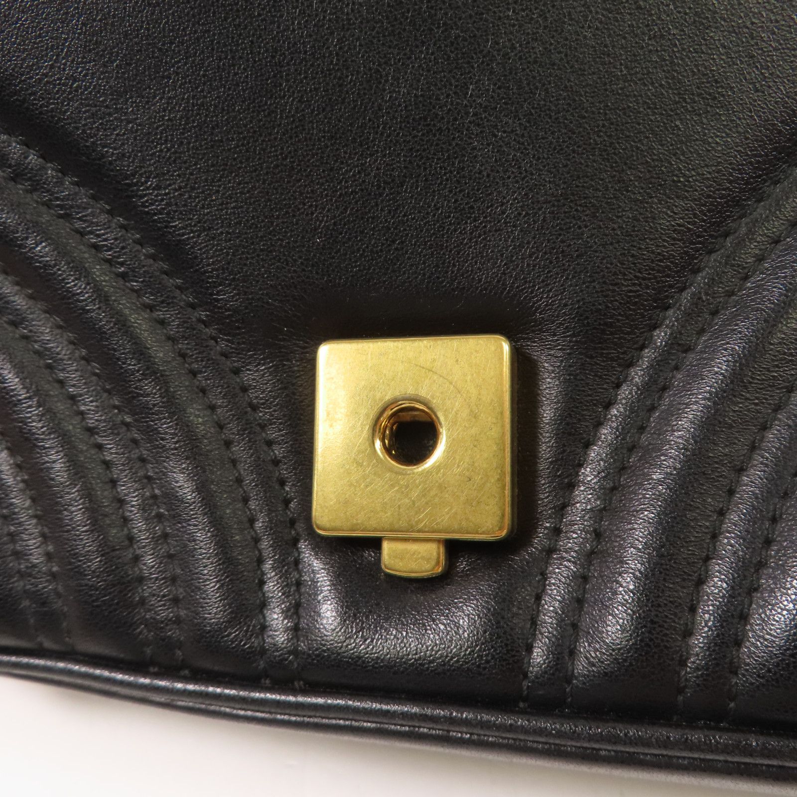 Gucci Cowhide Leather Gg Marmont Mini Golden Cross Shoulder Bag Black Calfskin (cowhide) 446744
