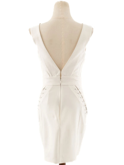 EXCELLENT Elisabetta Franchi White Sleeveless Dress Size M