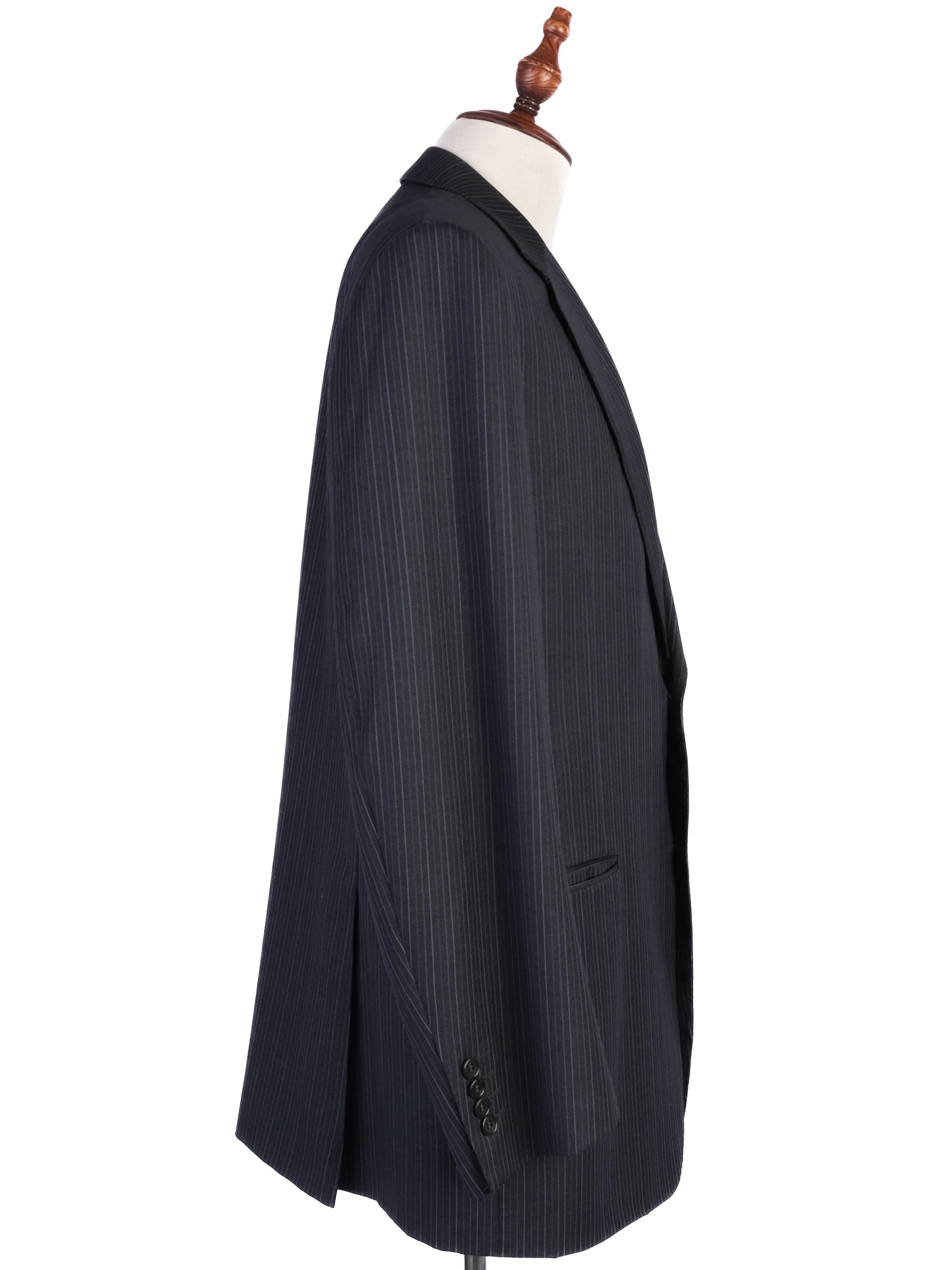Excellent Canali Black Wool Suit Jacket Men Size XXL Pinstripe