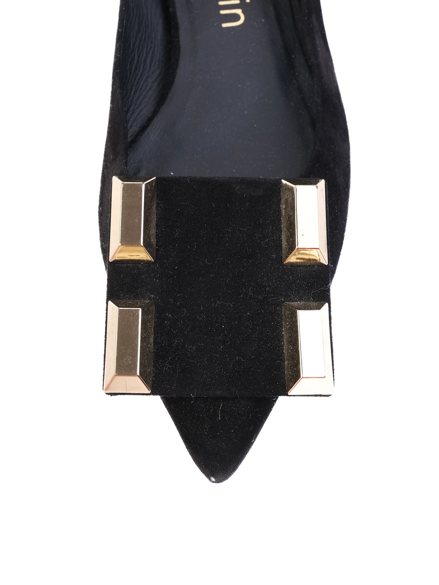 Good Ballin Black Leather Flat Shoes with Gold Embellishments Size 37
