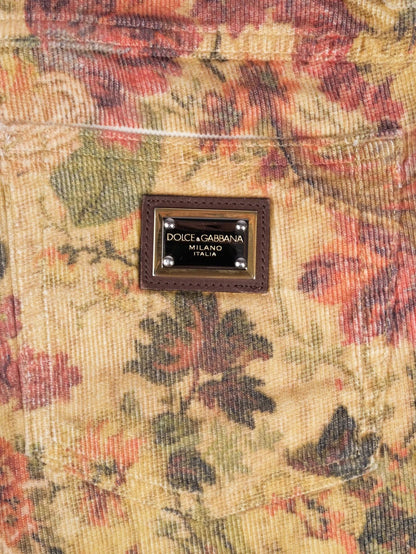 Excellent Dolce &amp; Gabbana Floral Pants XS Velvety Elastane Design