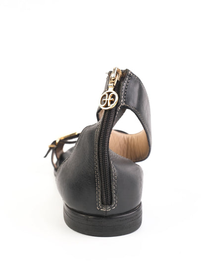 Excellent Fabi Black Leather Sandals Size 38 with Gold Accents