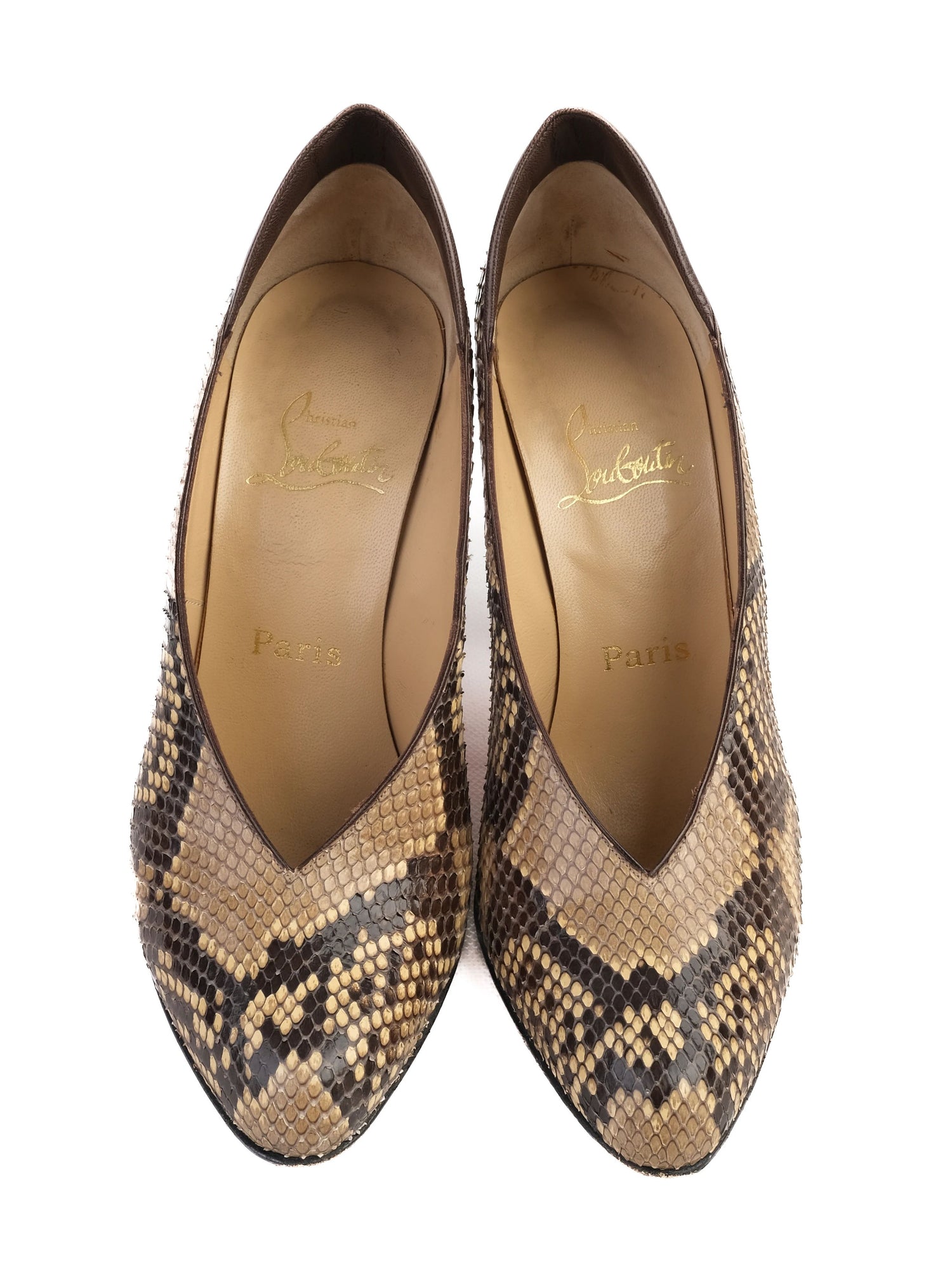 Excellent Christian Louboutin WomenÕs High-Heeled Snakeskin Shoes Size 39