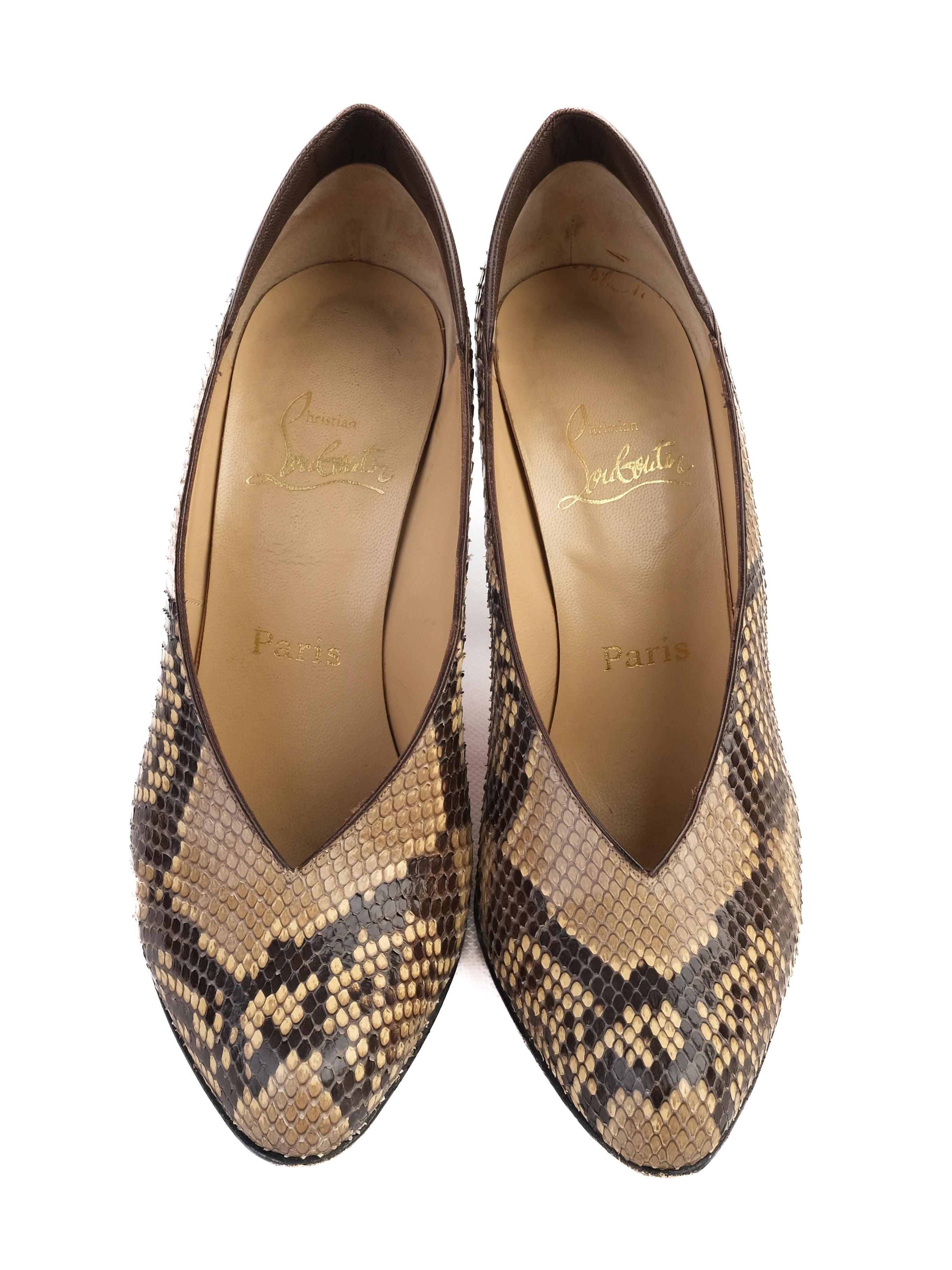 Excellent Christian Louboutin WomenÕs High-Heeled Snakeskin Shoes Size 39