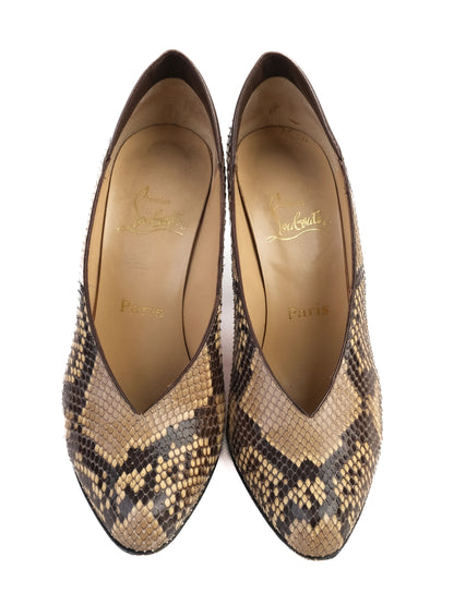 Excellent Christian Louboutin WomenÕs High-Heeled Snakeskin Shoes Size 39
