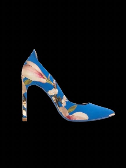 Ted Baker Floral High-Heeled Shoes Blue Stiletto Size 38 Excellent Condition