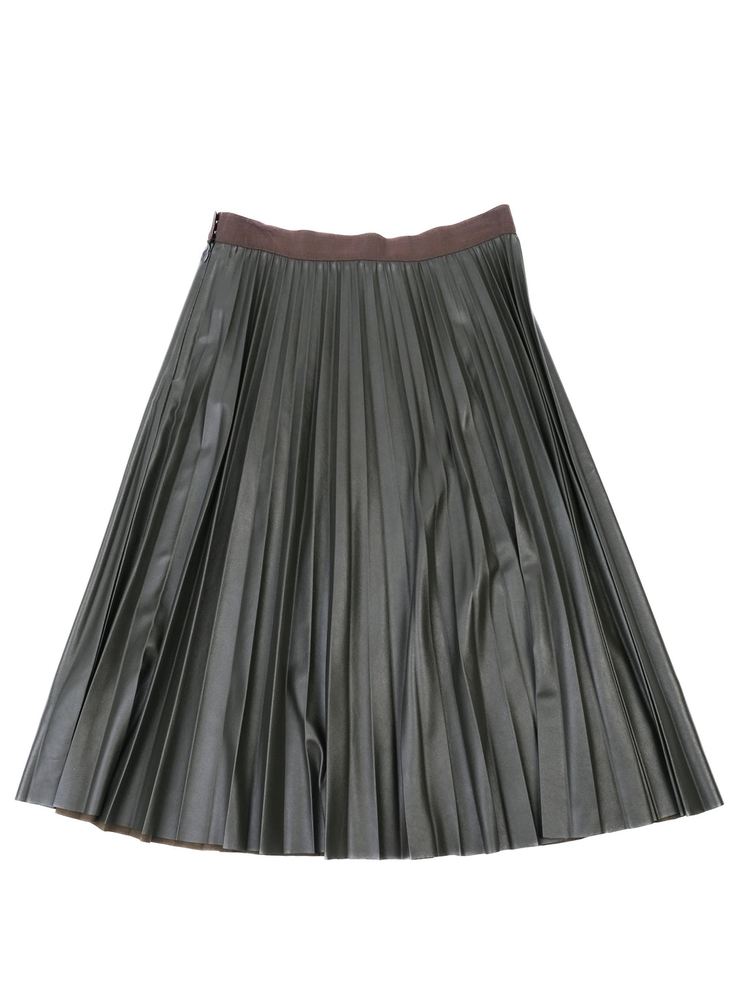 Excellent MAX&Co. Green Pleated Skirt Faux Leather Size N/A