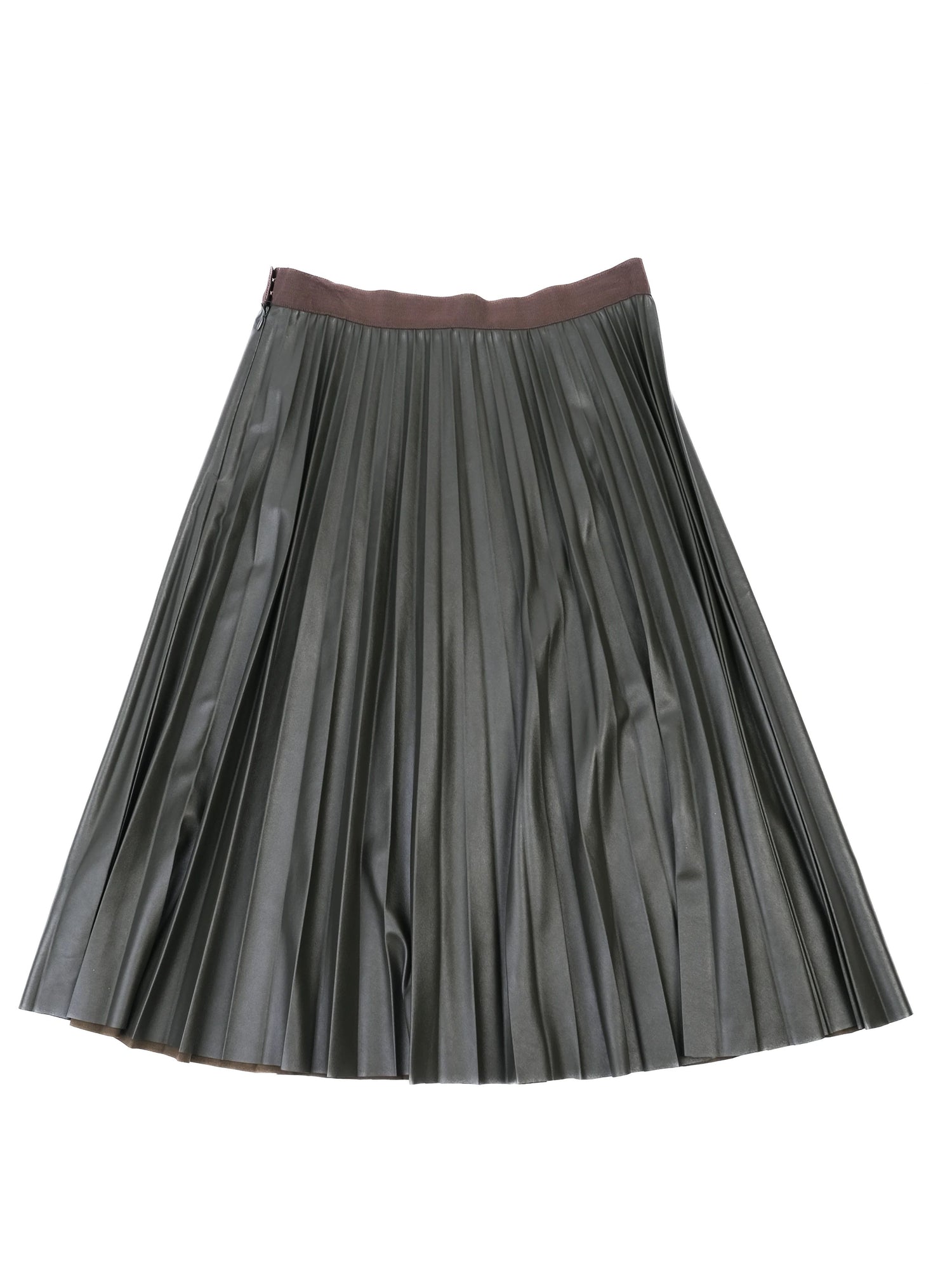 Excellent MAX&amp;Co. Green Pleated Skirt Faux Leather Size N/A