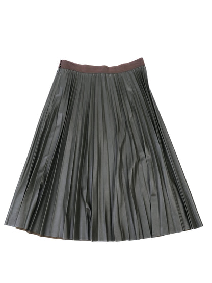 Excellent MAX&amp;Co. Green Pleated Skirt Faux Leather Size N/A