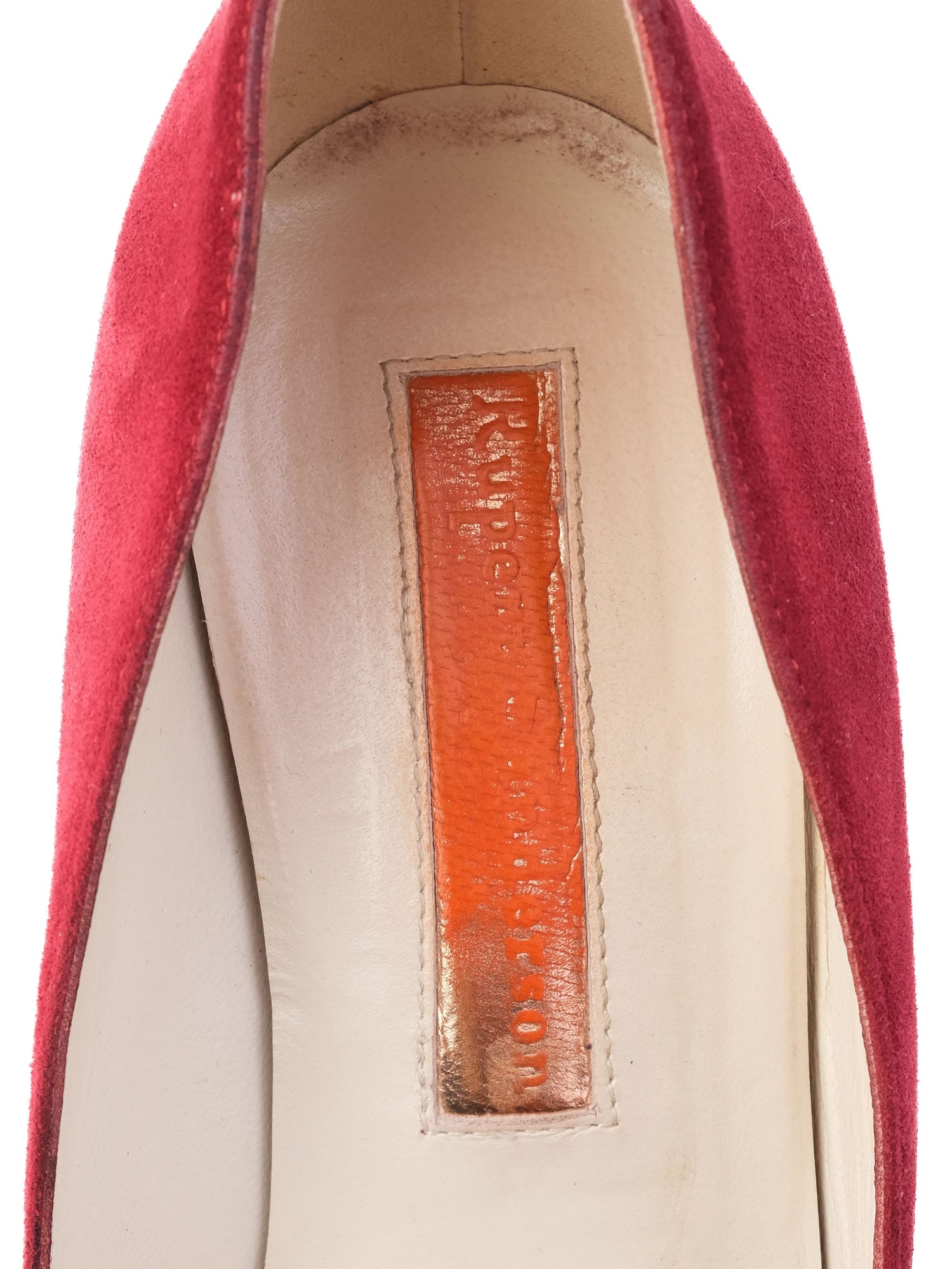 Excellent Rupert Sanderson Red Genuine Suede High-Heeled Pumps Size 38.5