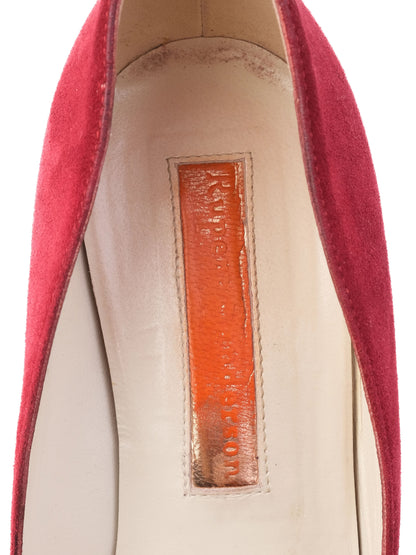 Excellent Rupert Sanderson Red Genuine Suede High-Heeled Pumps Size 38.5