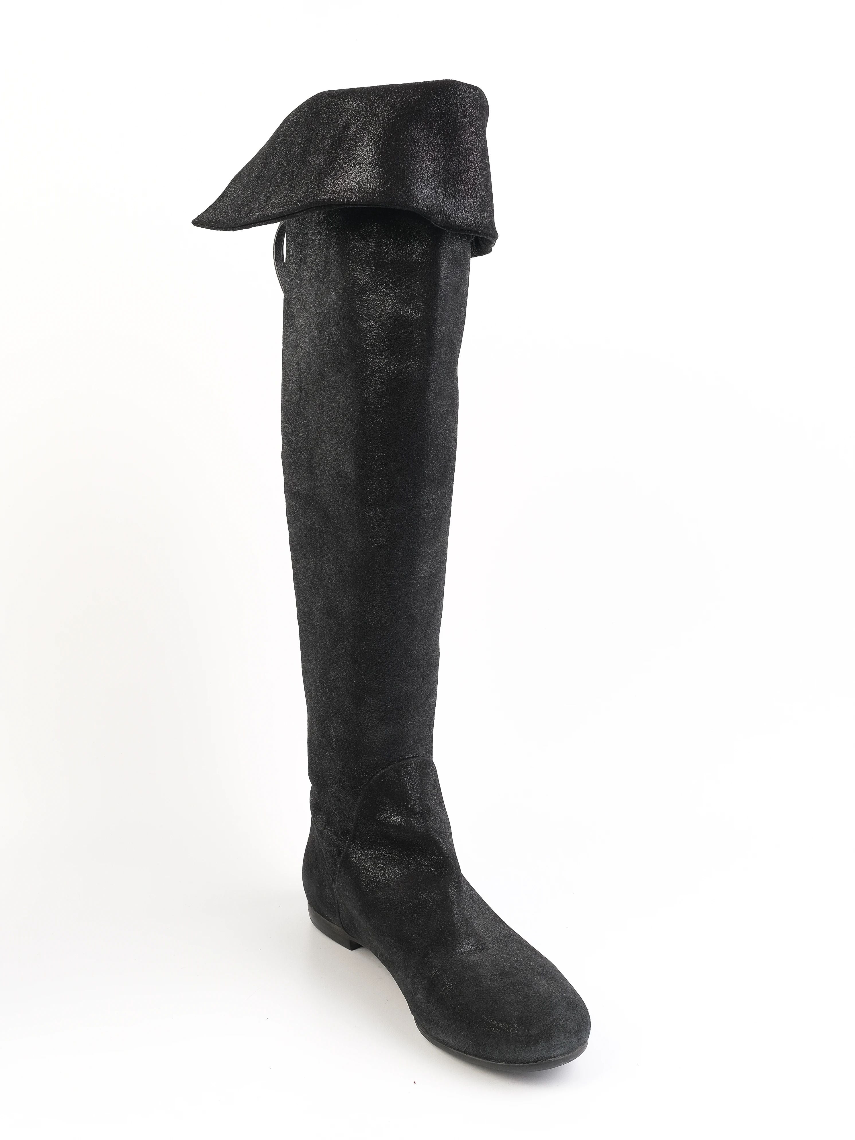 Giuseppe Zanotti Black Leather Over-the-Knee Boots Size 36.5