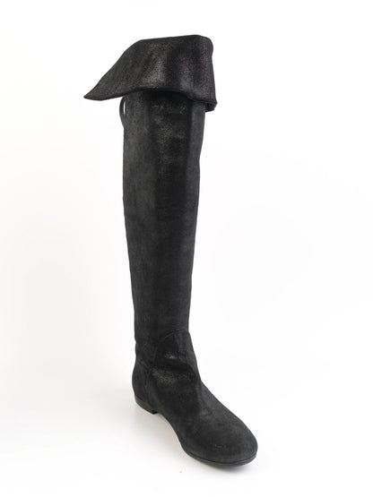 Giuseppe Zanotti Black Leather Over-the-Knee Boots Size 36.5