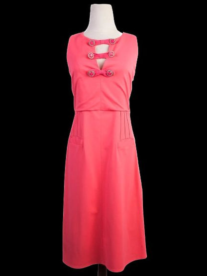 Excellent VDP Pink Sleeveless Dress Size L with Pockets &amp; Details