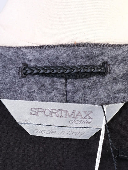 Excellent Sportmax Gray Wool Coat Size M with Textured Pattern