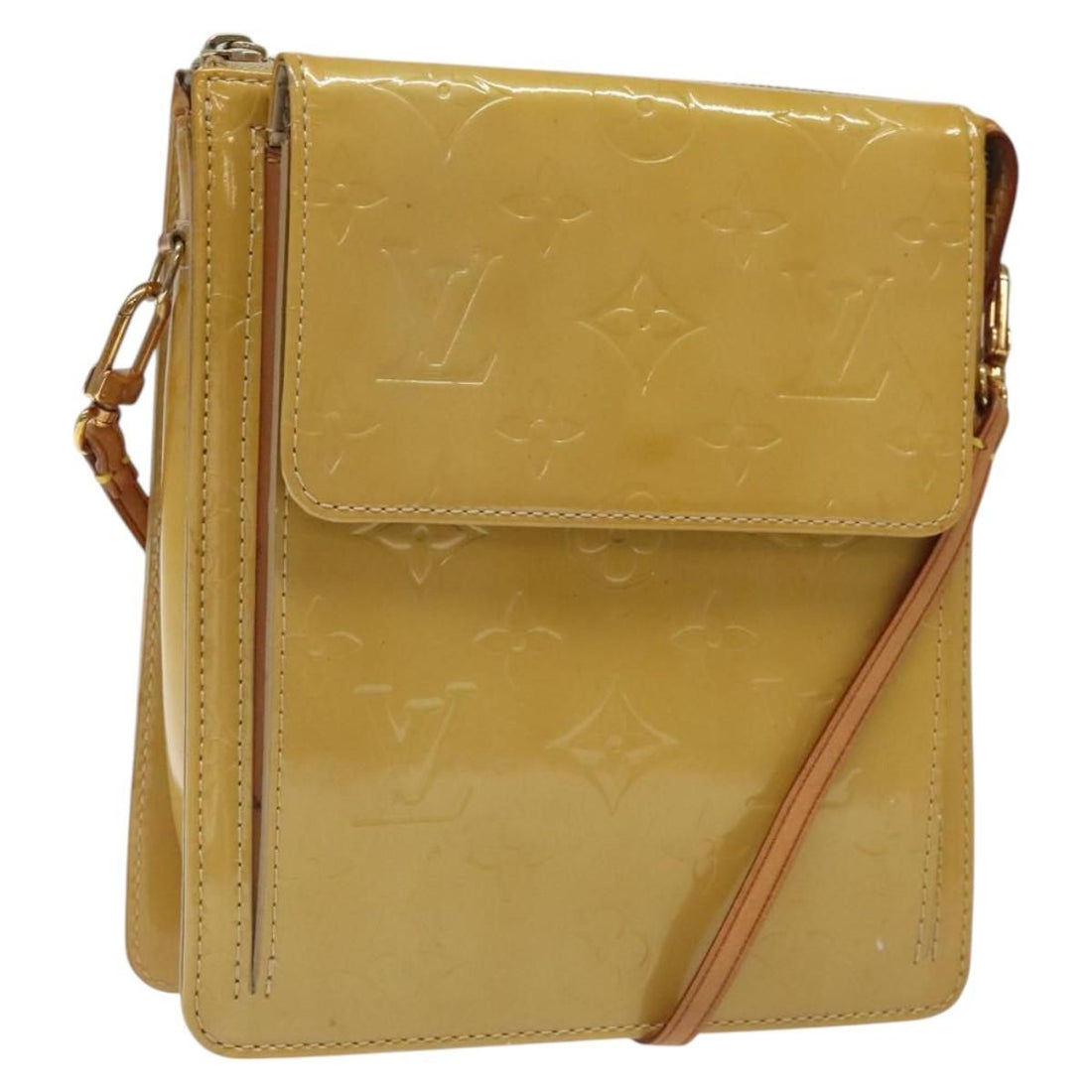 Louis Vuitton Vernis Motto Accessory Pouch Beige M 91136 Lv Auth