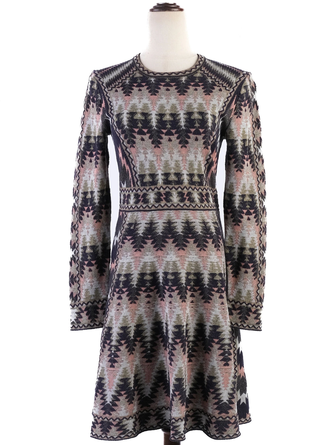 Excellent Missoni Long Sleeve Geometric Dress Size M Combined Colors