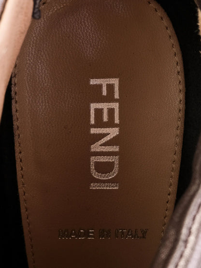 Excellent Fendi Gray Leather High-Heeled Ankle Boots Size 38