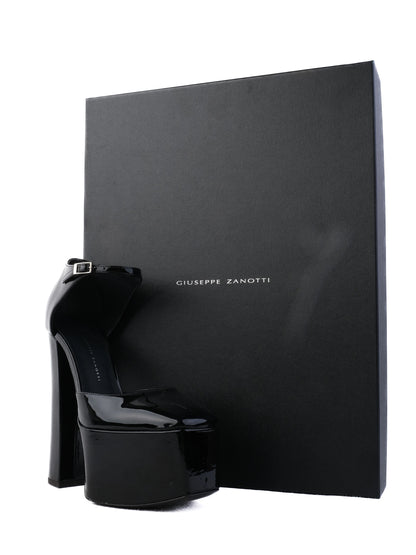 NEW Giuseppe Zanotti Black Leather Platform High Heels Size 35