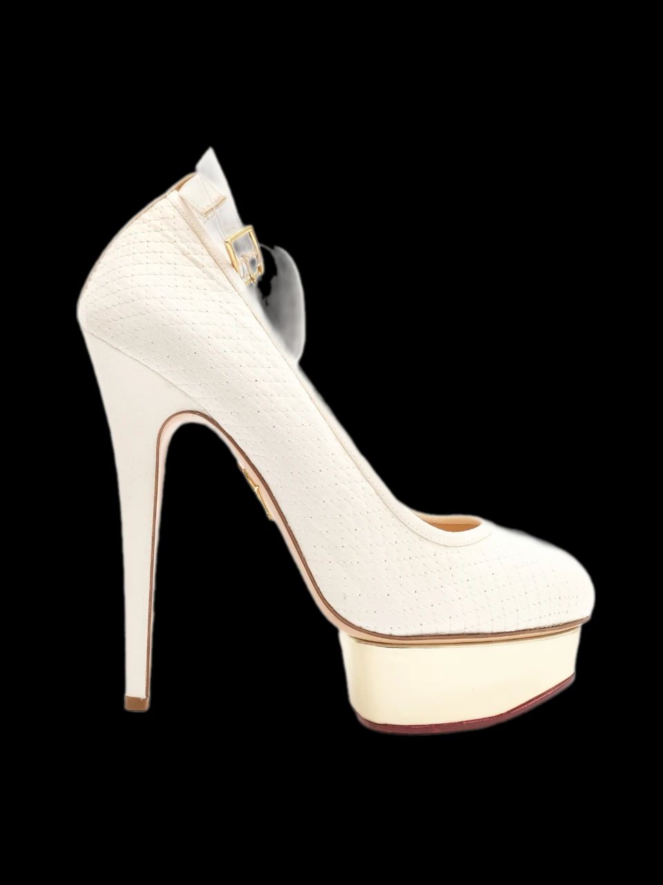 NEW Charlotte Olympia White Leather High-Heeled Platform Shoes Size 40