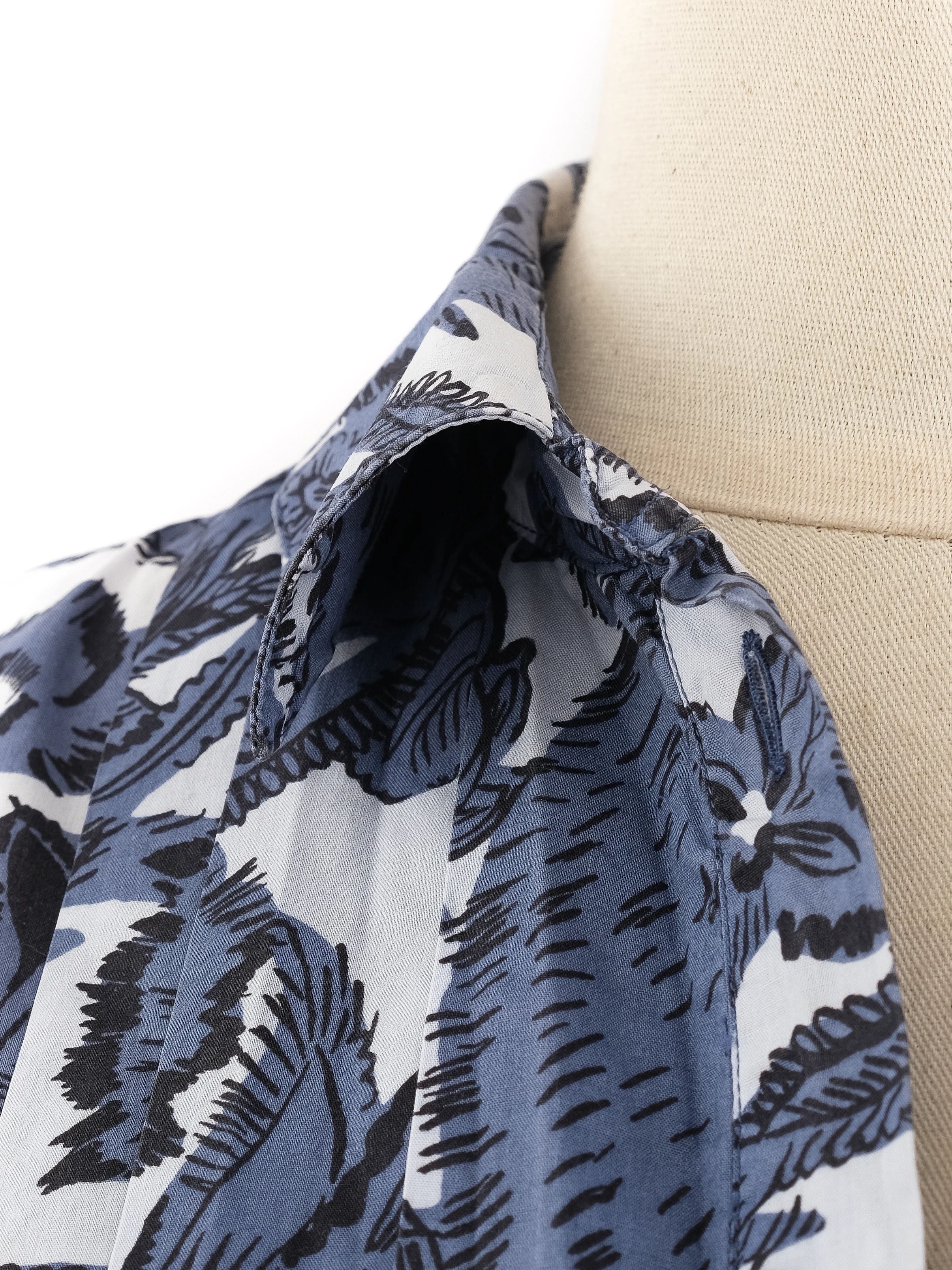 Burberry Blue Floral Animal Print Button-Up Shirt Women Size M