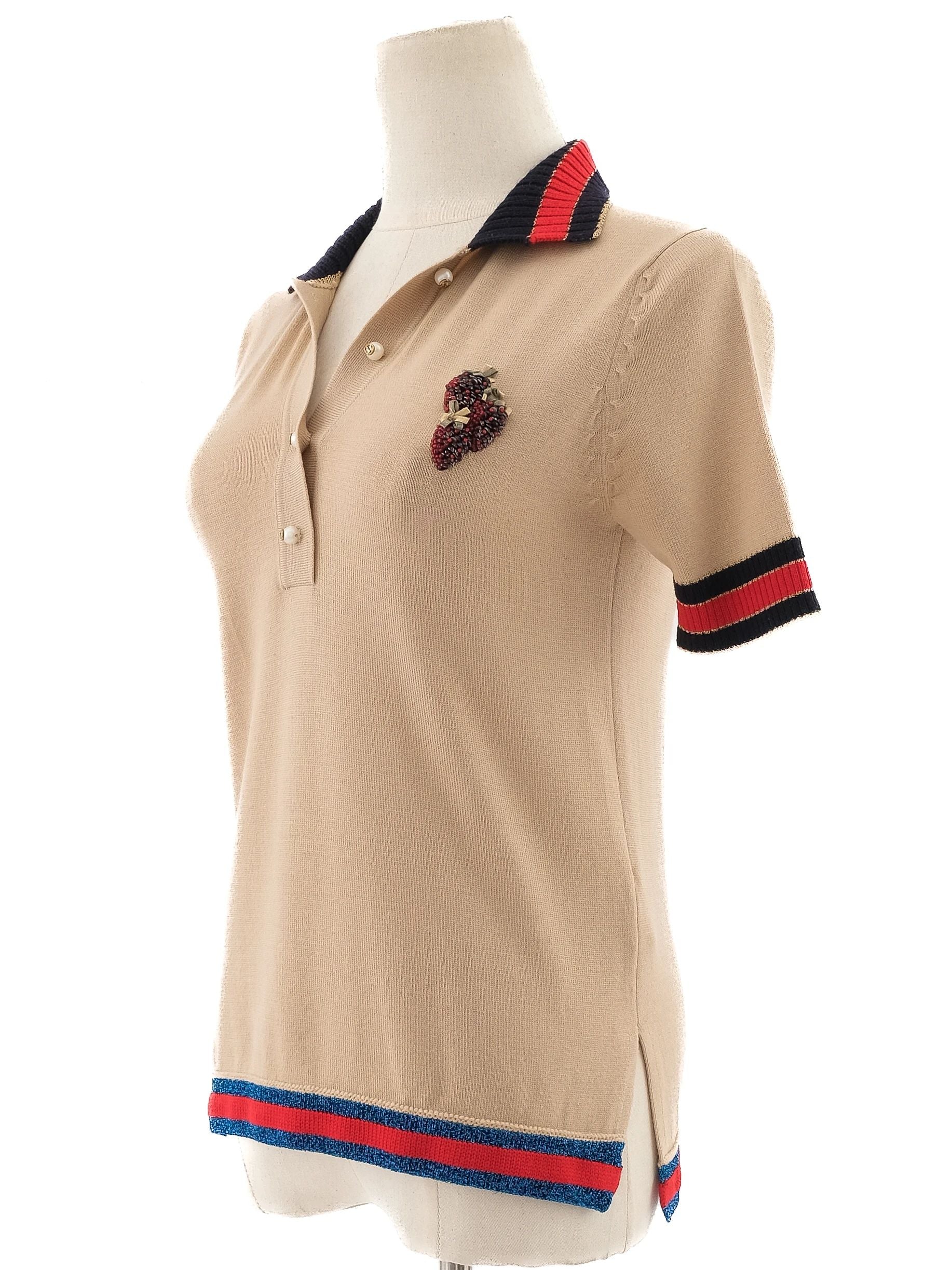 Gucci Excellent Condition Orange Wool Polo Shirt Size XS