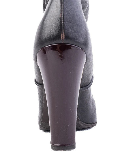 Excellent Vicini Black Leather High-Heeled Boots Size 38
