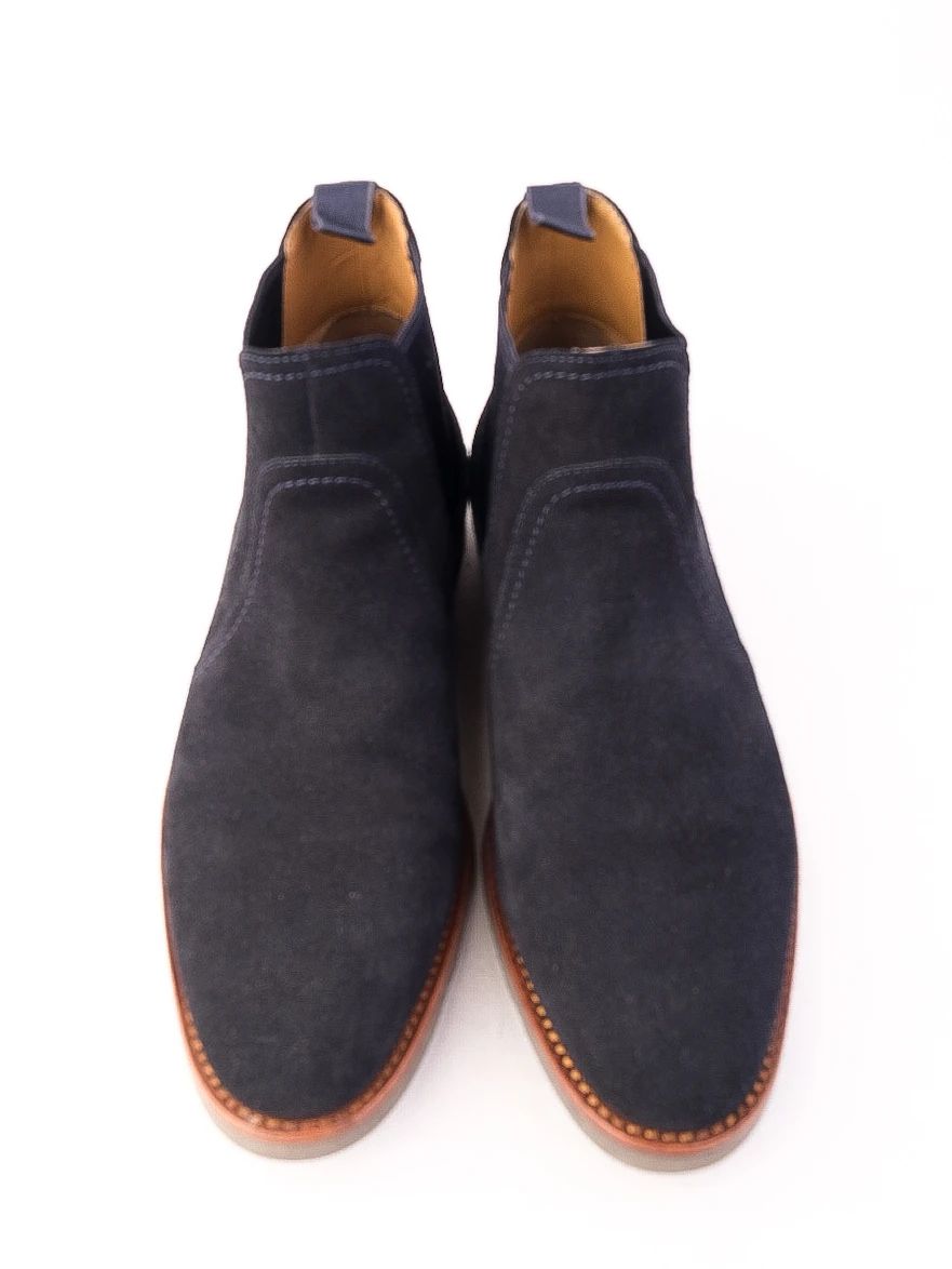 Excellent Hugo Boss Blue Leather Chelsea Boots Size 40.5