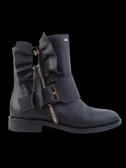 Excellent Elisabetta Franchi Black Leather Ankle Boots Size 36