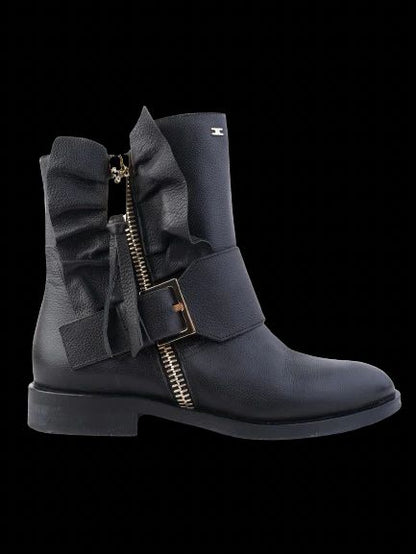 Excellent Elisabetta Franchi Black Leather Ankle Boots Size 36