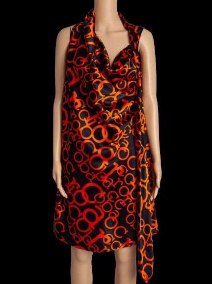 Excellent Roccobarocco Orange Silk Sleeveless Dress Size L
