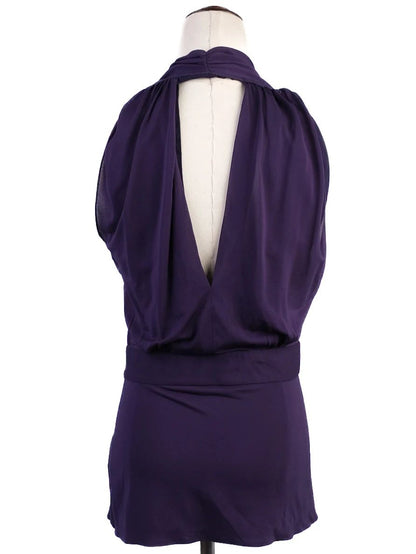 Excellent Alberta Ferretti Purple Halter Top Size M Viscose