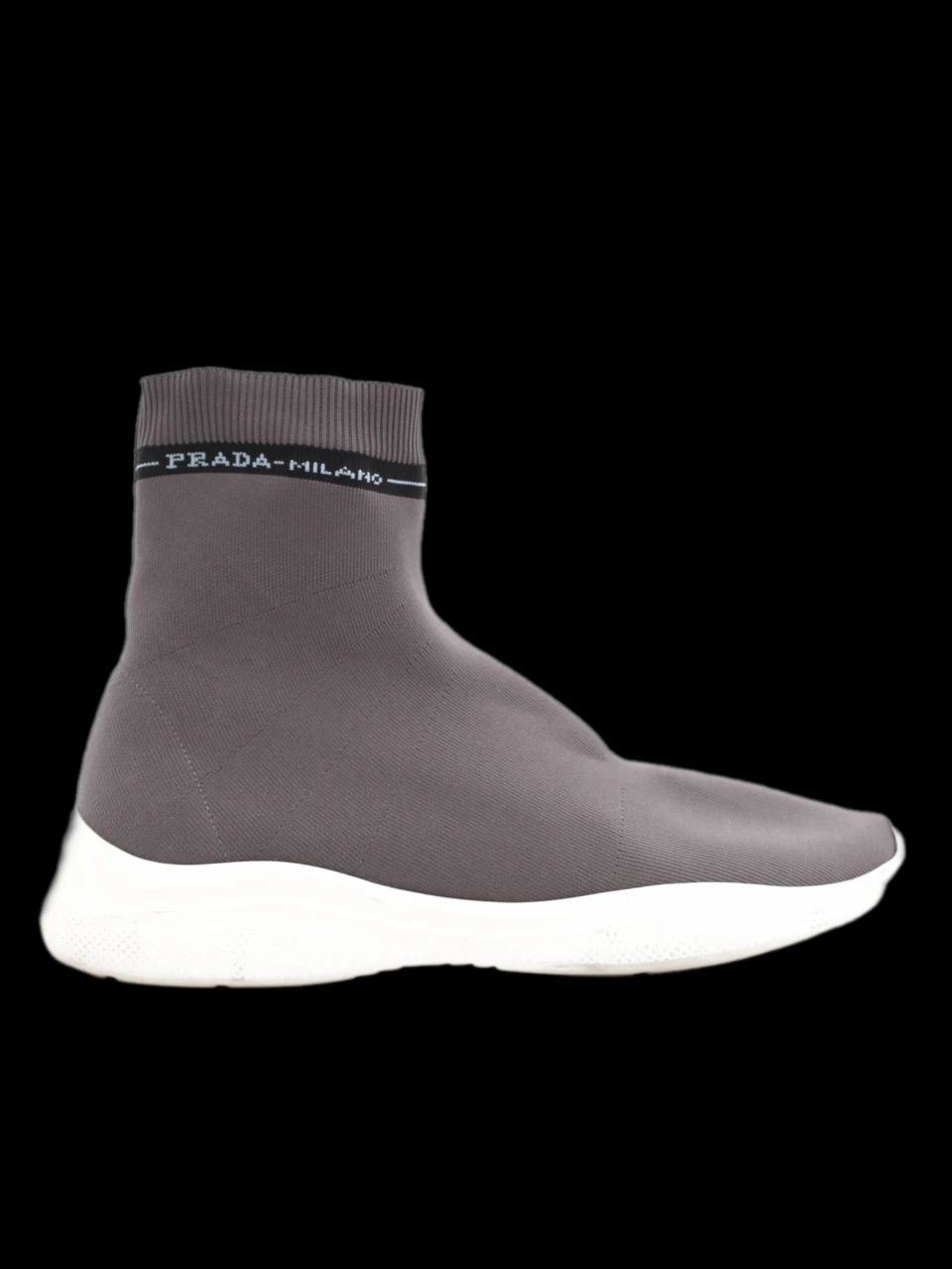 Excellent Prada Gray Sock-Style Sneakers Size 39.5 Women&