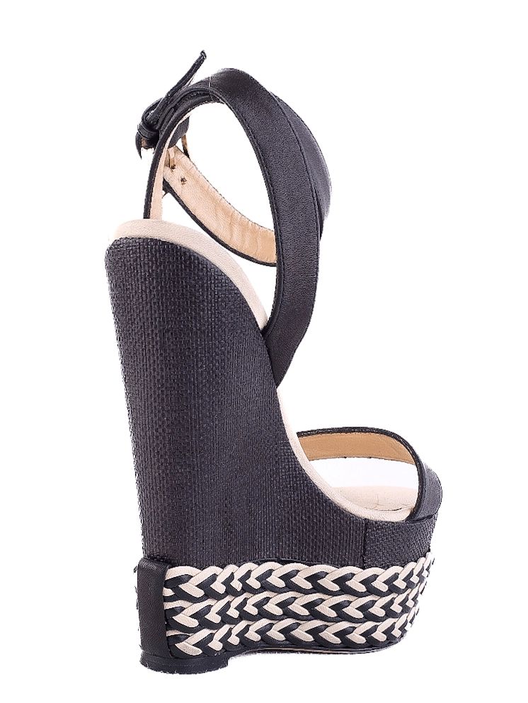 Average Condition Elisabetta Franchi Black Wedge Sandals Size 37