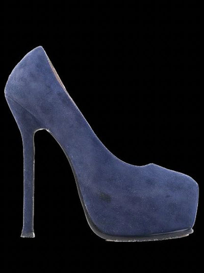 Excellent Yves Saint Laurent Blue Leather High-Heeled Pumps Size 34