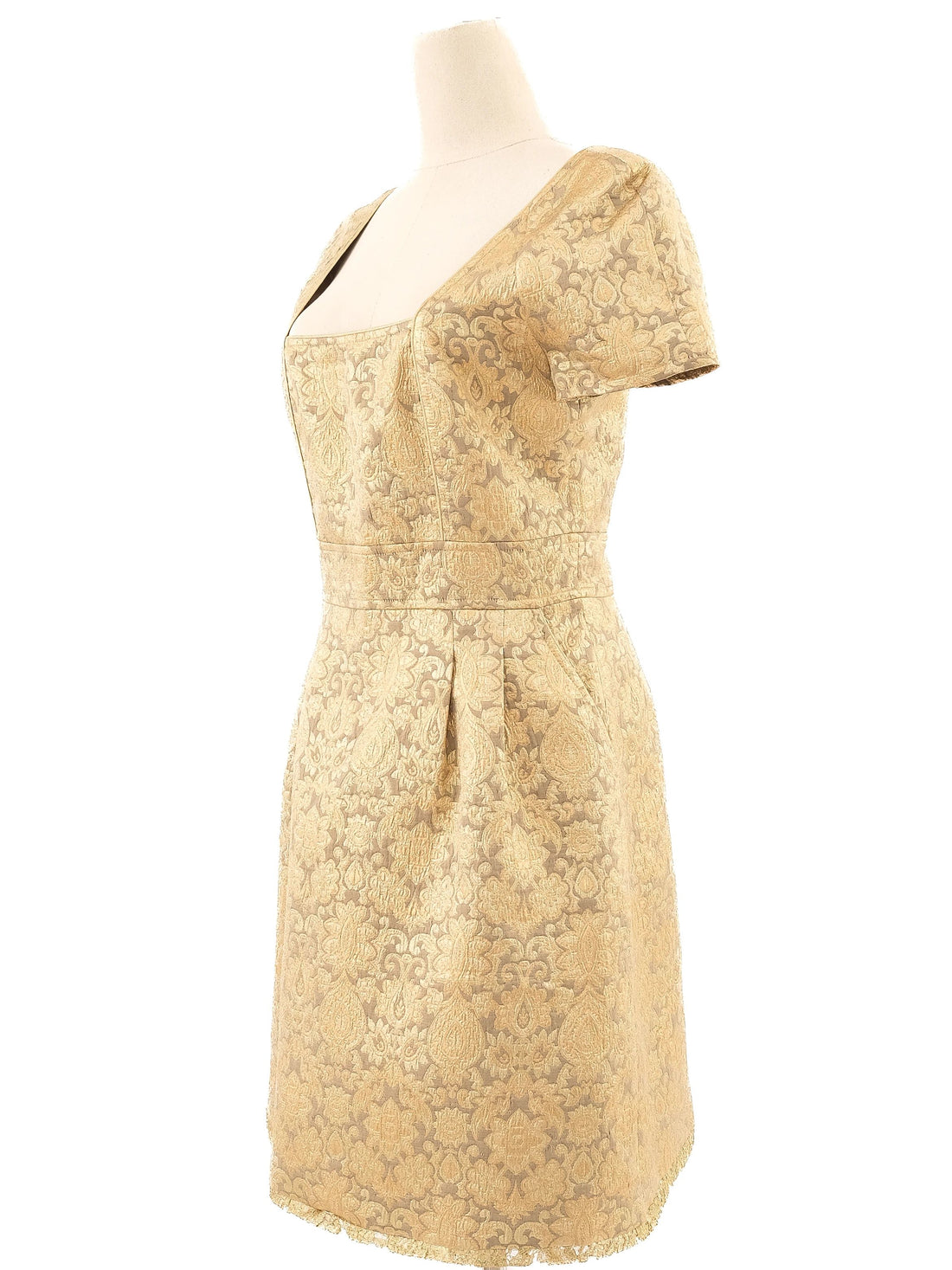 Excellent Paul&amp;Joe Yellow Floral Brocade Dress Size M