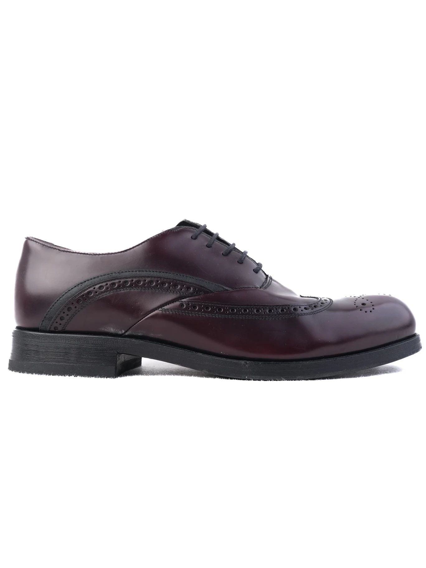 Excellent Prada Black Leather Brogue Shoes Size 40.5 for Men