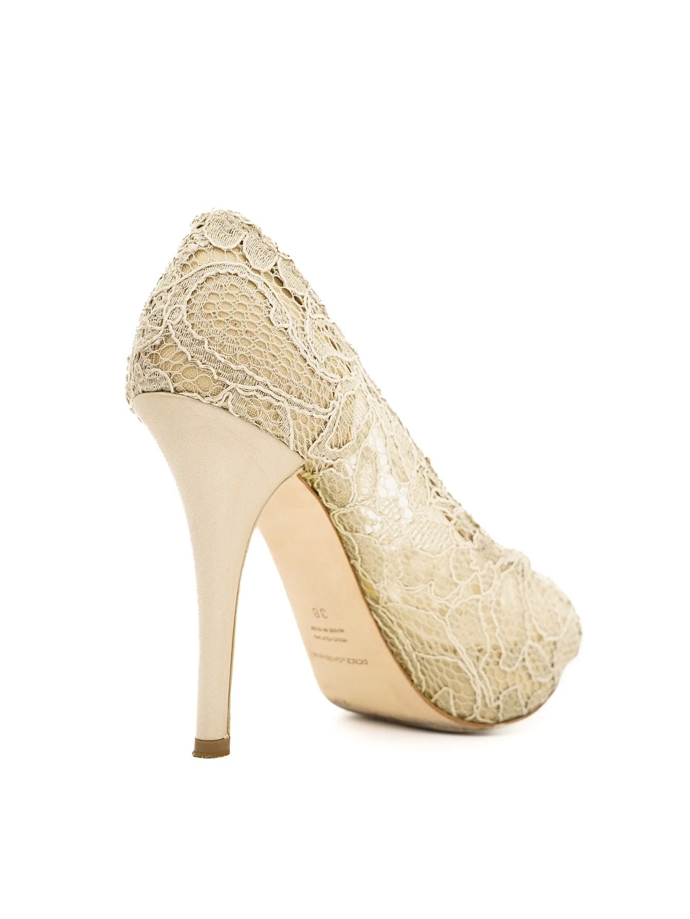 Excellent Dolce Gabbana Gray Lace High-Heeled Shoes Size 38