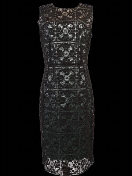 EXCELLENT Dolce Gabbana Black Lace Dress Size XL Floral Pattern