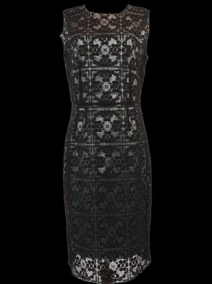EXCELLENT Dolce Gabbana Black Lace Dress Size XL Floral Pattern