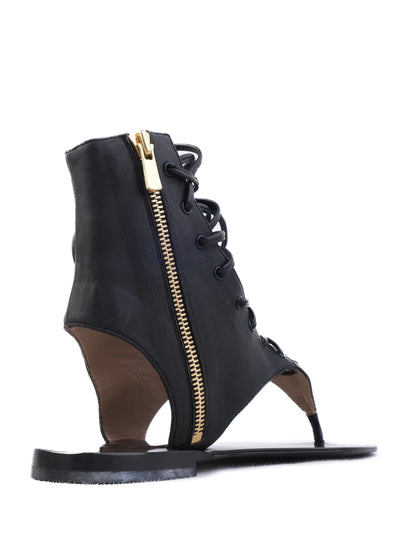 NEW By Malene Birger Black Leather Lace-Up Sandals Size 38