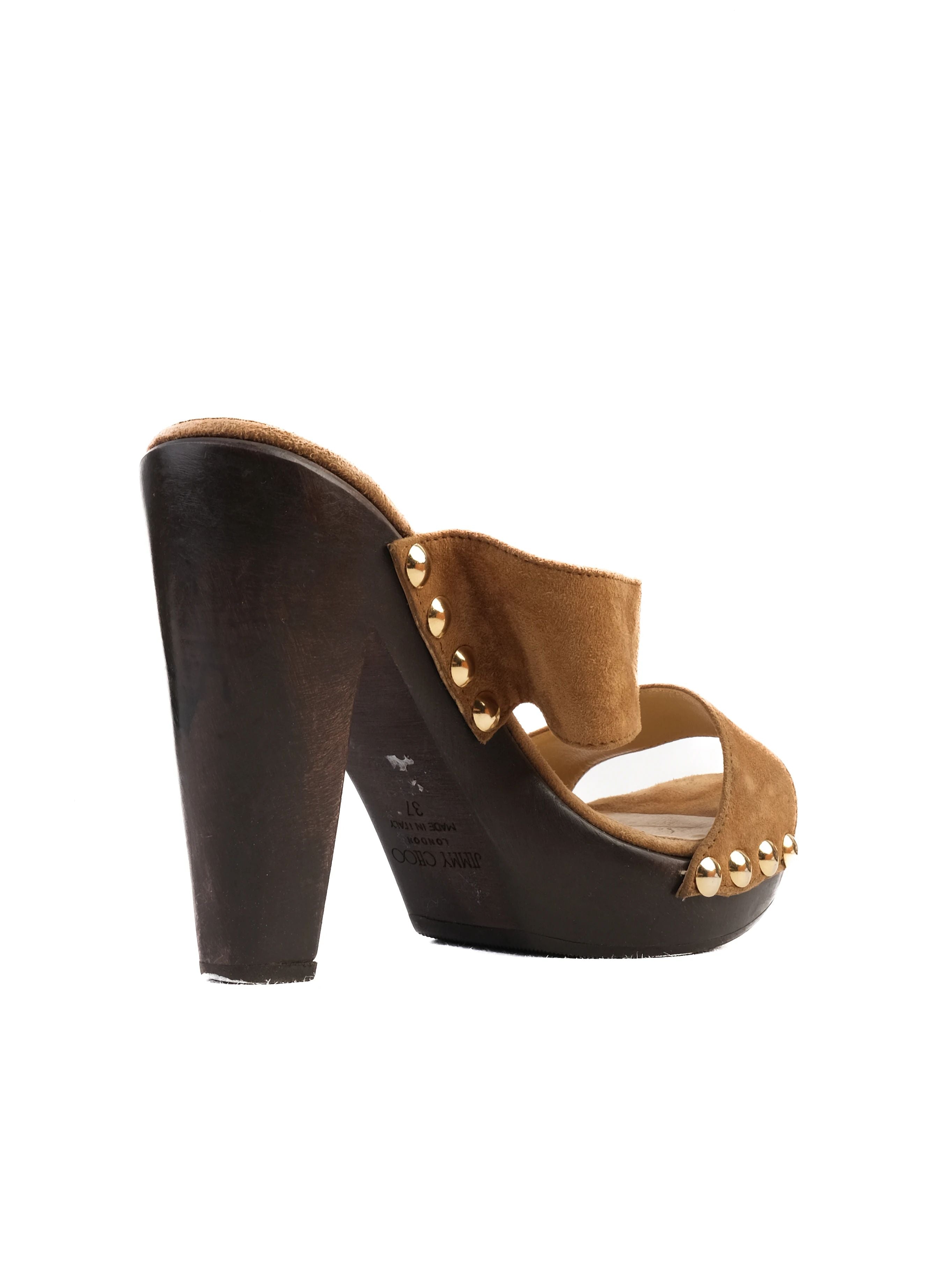 Excellent Jimmy Choo Orange Leather High-Heeled Platform Sandals Size 37