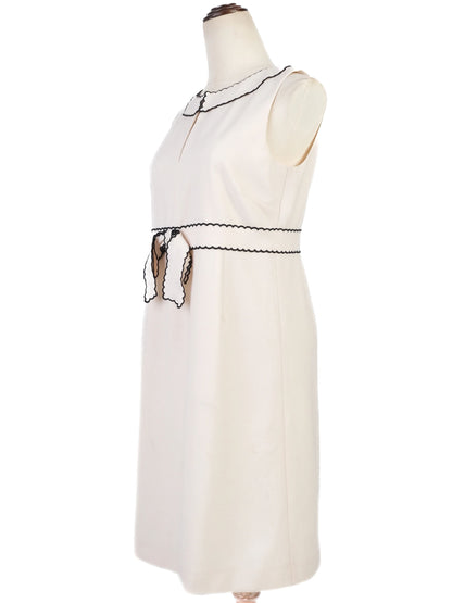 Excellent Red Valentino White Wool Dress with Black Trim Size N/A