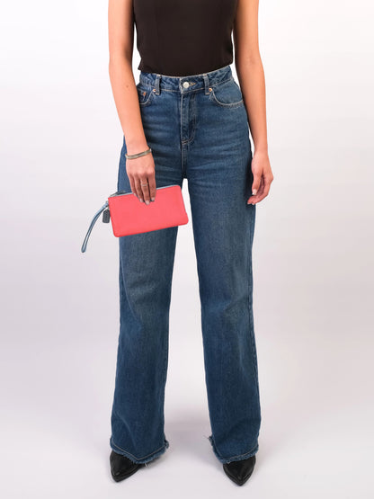 Excellent Coach Leather Clutch Wristlet in Combined Colors
