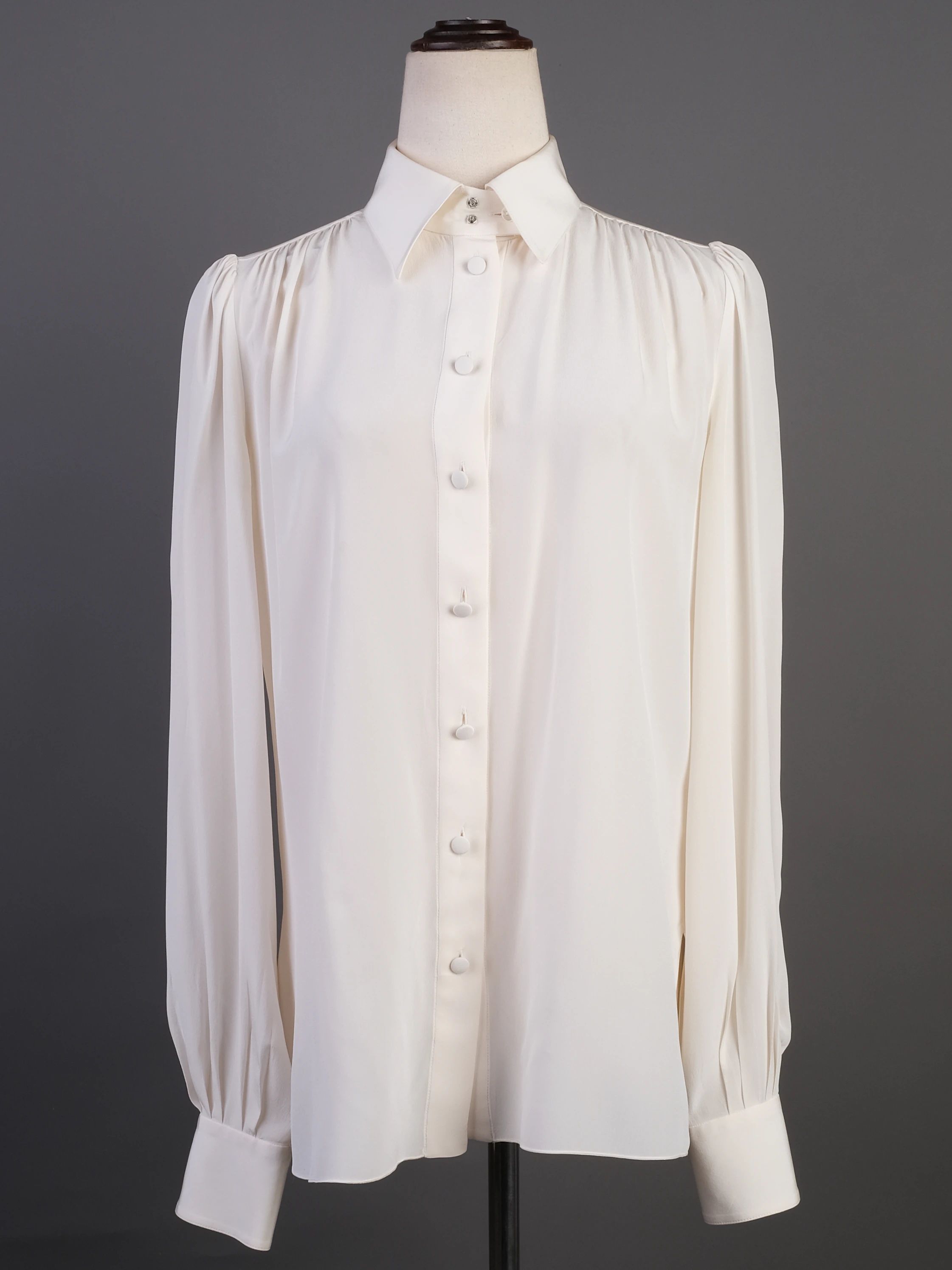 Excellent Dolce Gabbana White Cotton Blouse Women Long Sleeve