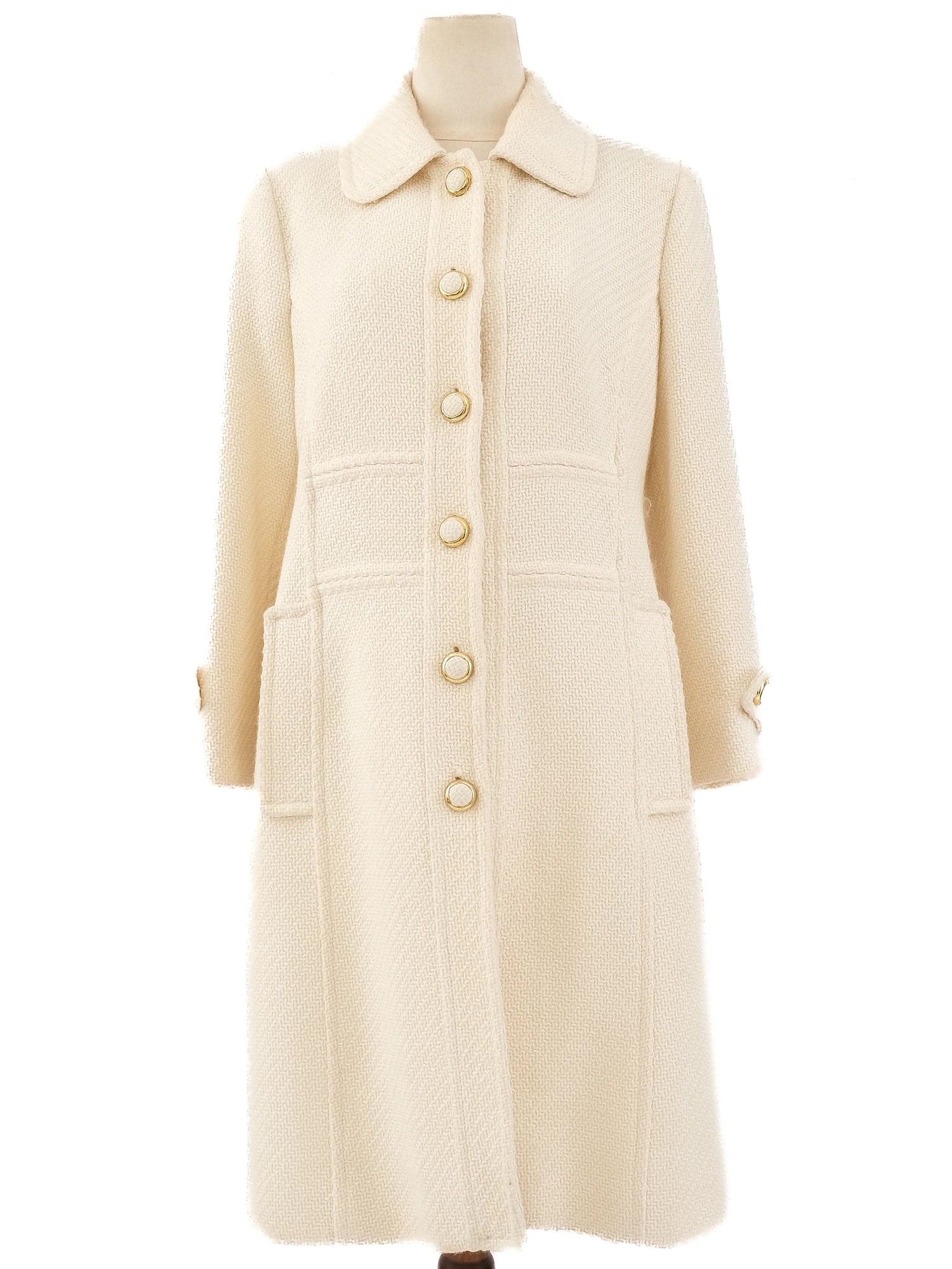 Excellent Luisa Spagnoli White Textured Coat Size L