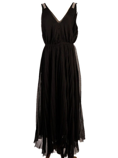 Excellent Fabiana Filippi Black Sleeveless Dress V-Neck Size N/A