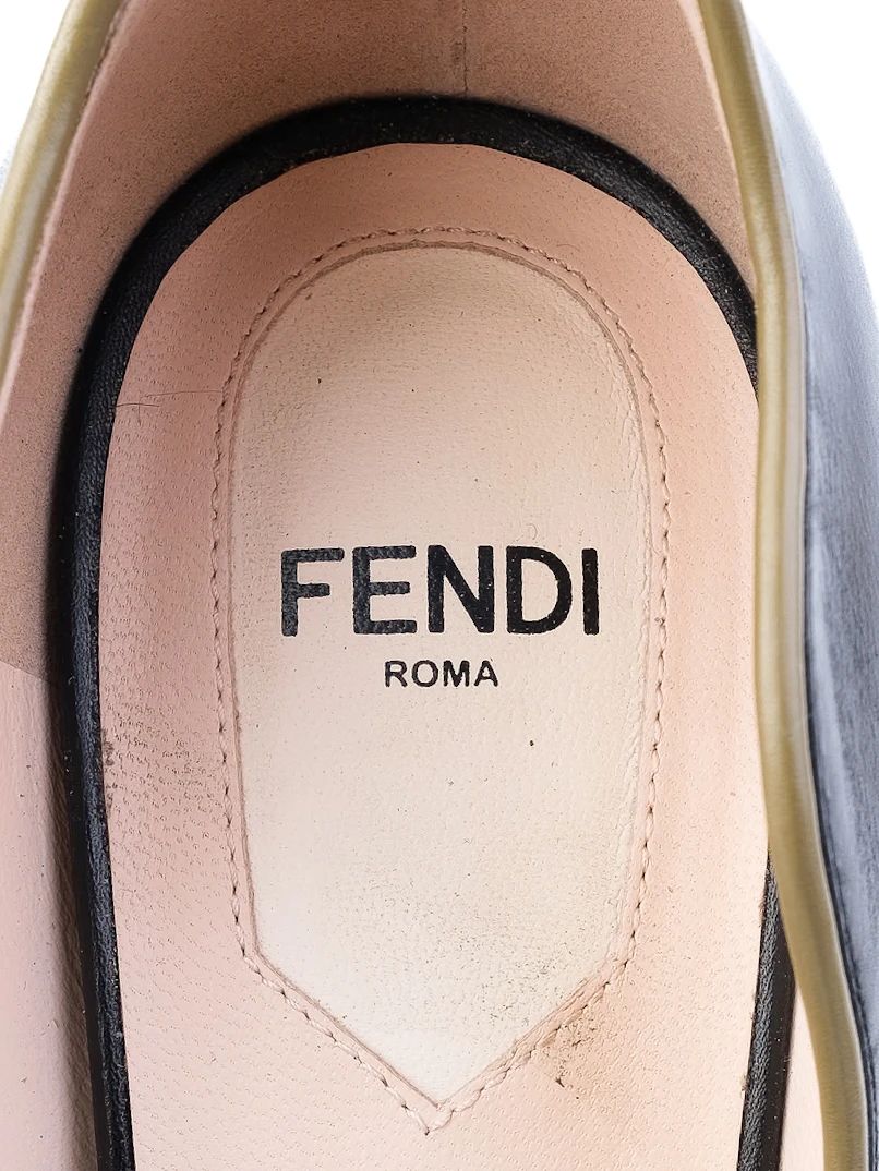 Fendi Black Leather High-Heeled Peep-Toe Shoes Size 37.5